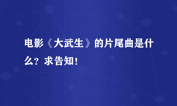 电影《大武生》的片尾曲是什么？求告知！