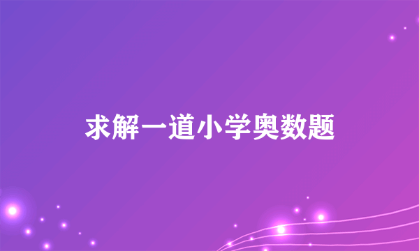 求解一道小学奥数题