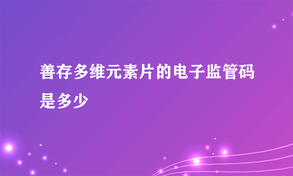 善存多维元素片的电子监管码是多少