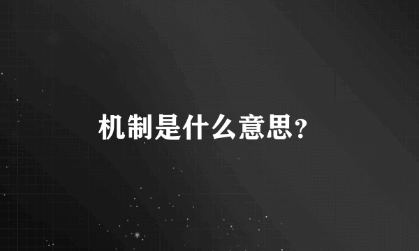 机制是什么意思？