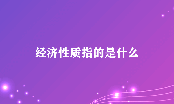 经济性质指的是什么