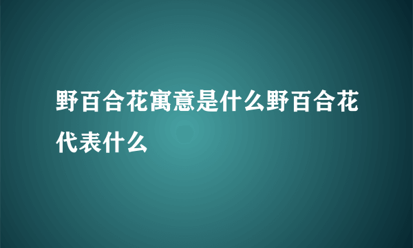 野百合花寓意是什么野百合花代表什么