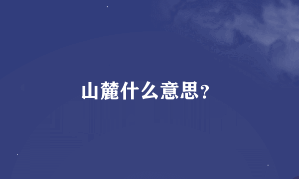 山麓什么意思？