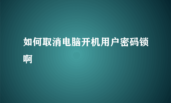 如何取消电脑开机用户密码锁啊