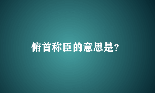 俯首称臣的意思是？