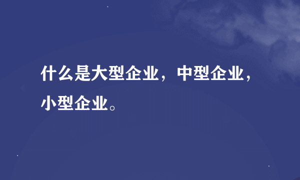 什么是大型企业，中型企业，小型企业。