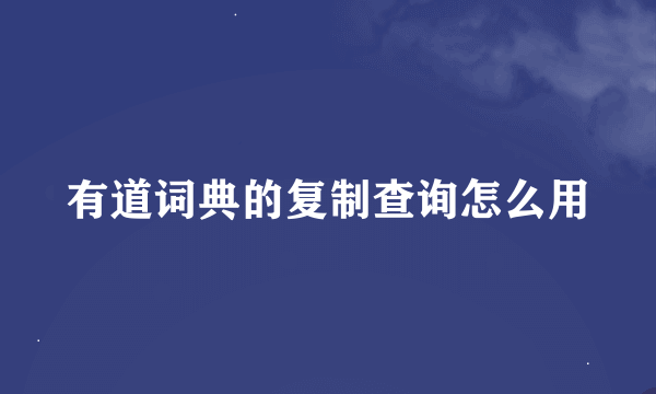 有道词典的复制查询怎么用