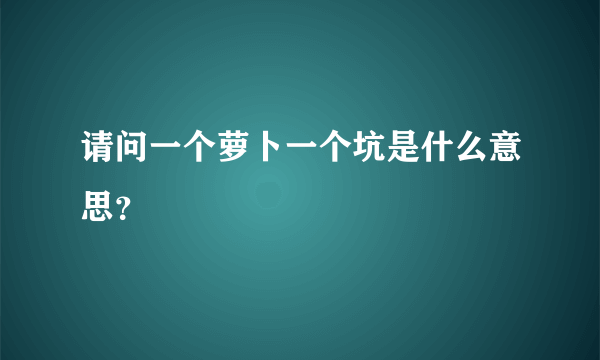 请问一个萝卜一个坑是什么意思？