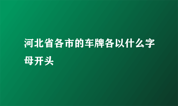 河北省各市的车牌各以什么字母开头