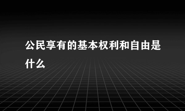 公民享有的基本权利和自由是什么