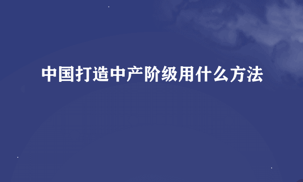 中国打造中产阶级用什么方法