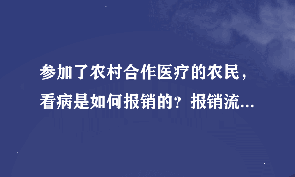 参加了农村合作医疗的农民，看病是如何报销的？报销流程，报销比例，报销范围分别是什么？