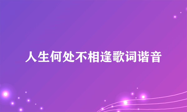 人生何处不相逢歌词谐音