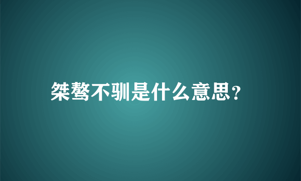 桀骜不驯是什么意思？