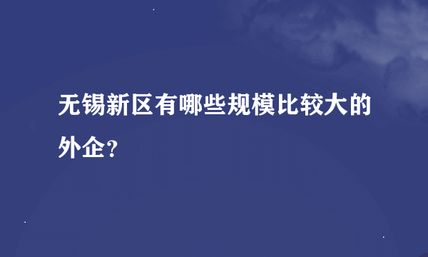 无锡新区有哪些规模比较大的外企？