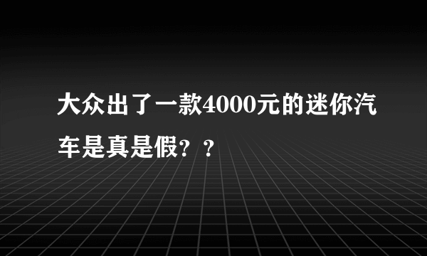 大众出了一款4000元的迷你汽车是真是假？？