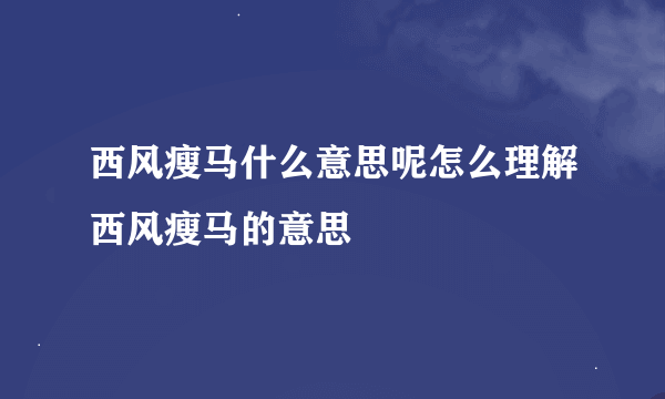 西风瘦马什么意思呢怎么理解西风瘦马的意思