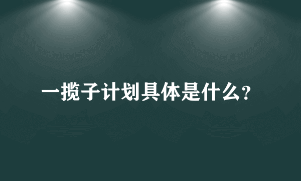 一揽子计划具体是什么？