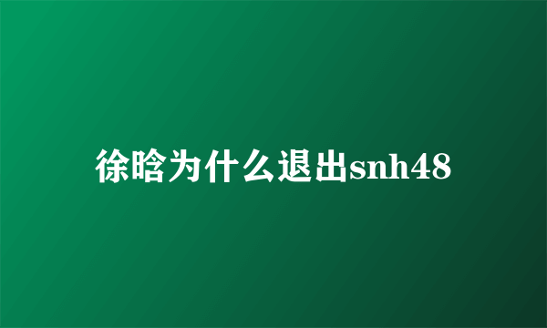 徐晗为什么退出snh48