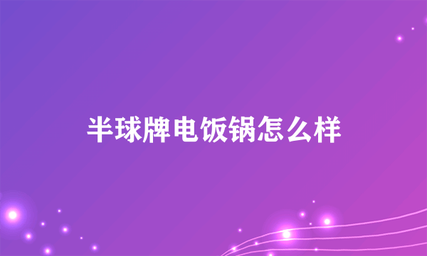 半球牌电饭锅怎么样