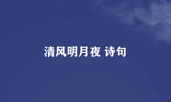 清风明月夜 诗句