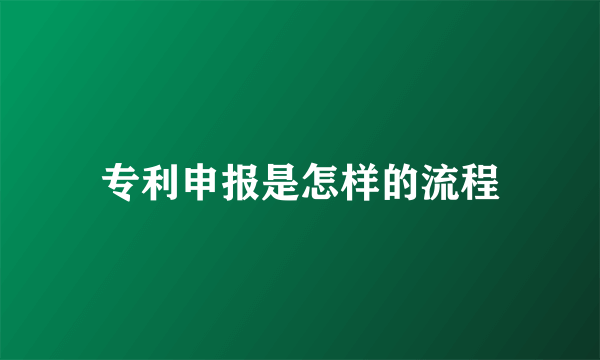 专利申报是怎样的流程