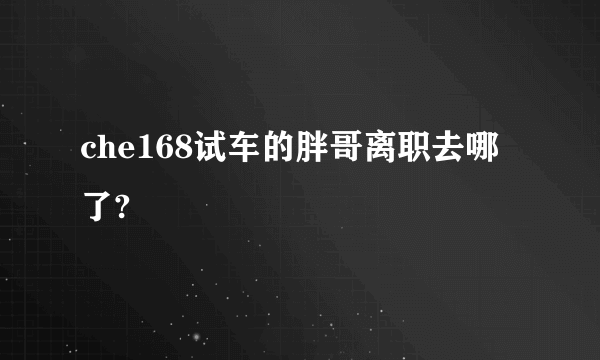 che168试车的胖哥离职去哪了?