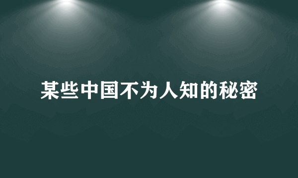 某些中国不为人知的秘密