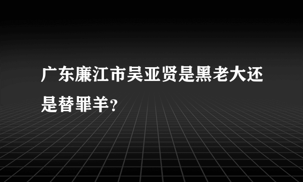 广东廉江市吴亚贤是黑老大还是替罪羊？