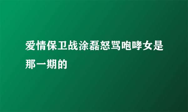 爱情保卫战涂磊怒骂咆哮女是那一期的