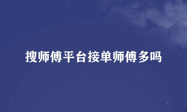 搜师傅平台接单师傅多吗