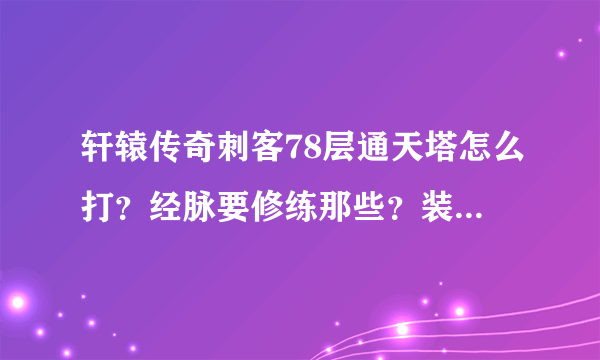 轩辕传奇刺客78层通天塔怎么打？经脉要修练那些？装备里面的石什么属性？