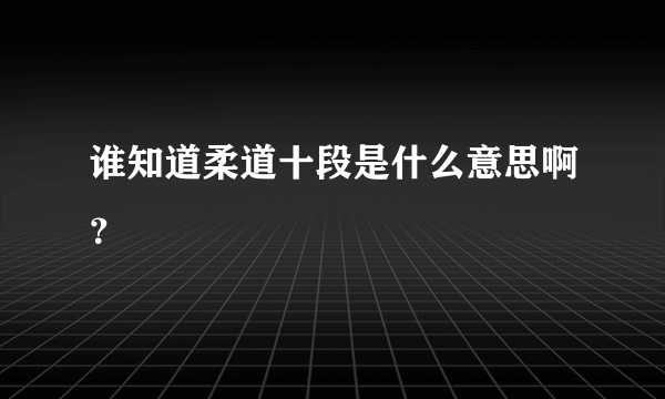 谁知道柔道十段是什么意思啊？