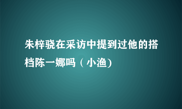 朱梓骁在采访中提到过他的搭档陈一娜吗（小渔)