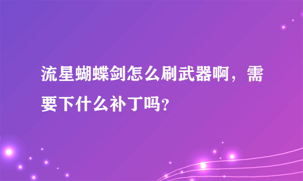 流星蝴蝶剑怎么刷武器啊，需要下什么补丁吗？