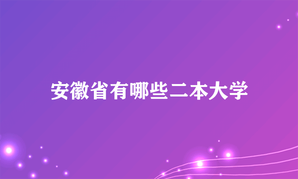 安徽省有哪些二本大学