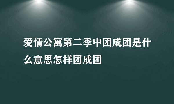 爱情公寓第二季中团成团是什么意思怎样团成团