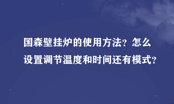 国森壁挂炉的使用方法？怎么设置调节温度和时间还有模式？