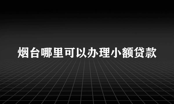 烟台哪里可以办理小额贷款