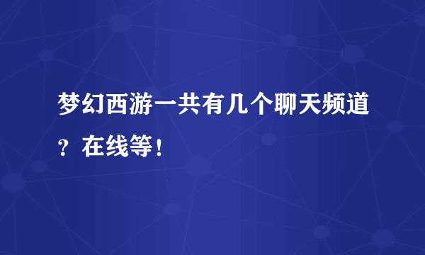 梦幻西游一共有几个聊天频道？在线等！