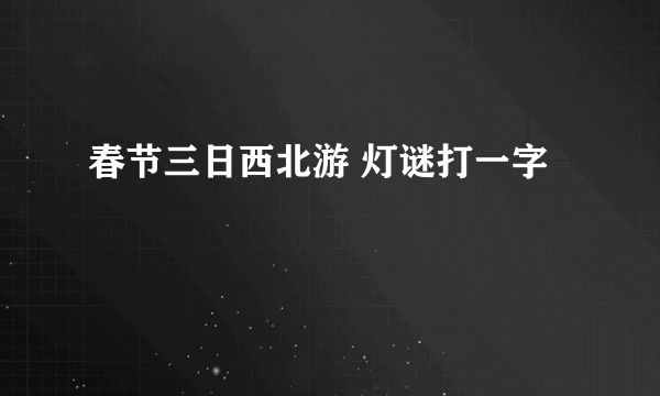 春节三日西北游 灯谜打一字