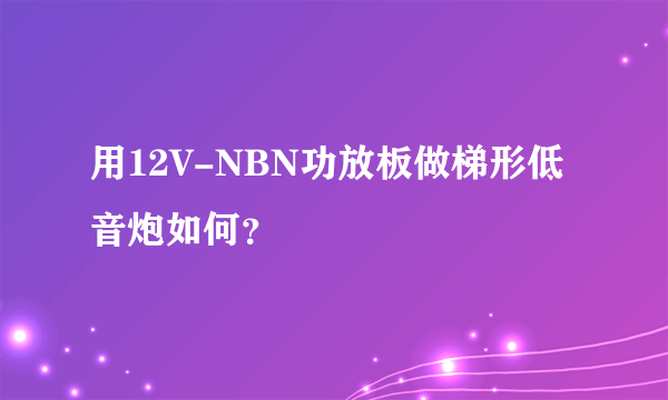 用12V-NBN功放板做梯形低音炮如何？