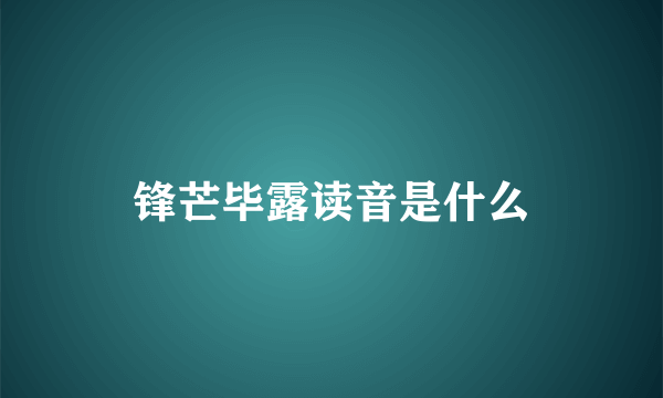 锋芒毕露读音是什么