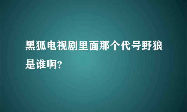 黑狐电视剧里面那个代号野狼是谁啊？