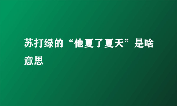 苏打绿的“他夏了夏天”是啥意思