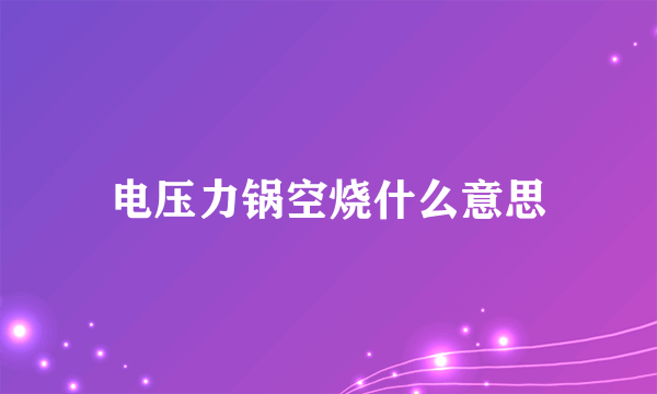 电压力锅空烧什么意思