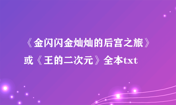 《金闪闪金灿灿的后宫之旅》或《王的二次元》全本txt