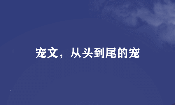 宠文，从头到尾的宠