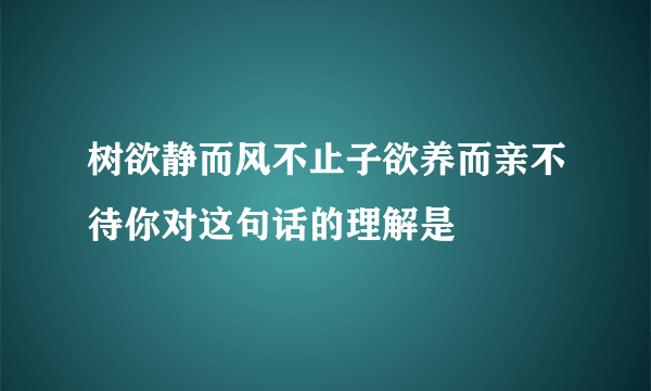 树欲静而风不止子欲养而亲不待你对这句话的理解是