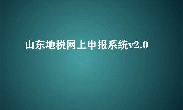 山东地税网上申报系统v2.0